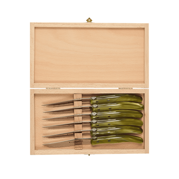 Set Faca de Churrasco Laguiole Verde 6 peças